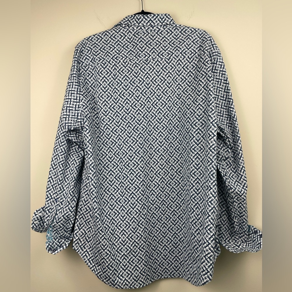ROBERT GRAHAM Hatfield Geometric Print Button Down shirt Untucked size XL LIGHT - Picture 9 of 11